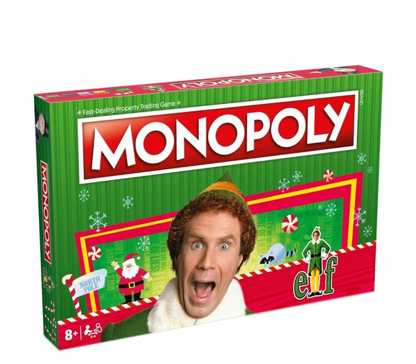 Winning Moves Elf Monopoly Board Game, Choose your festive token and advance to Santa's Workshop and Empire State Building, Save Christmas with Santa and reap the rewards, for ages 8 plus