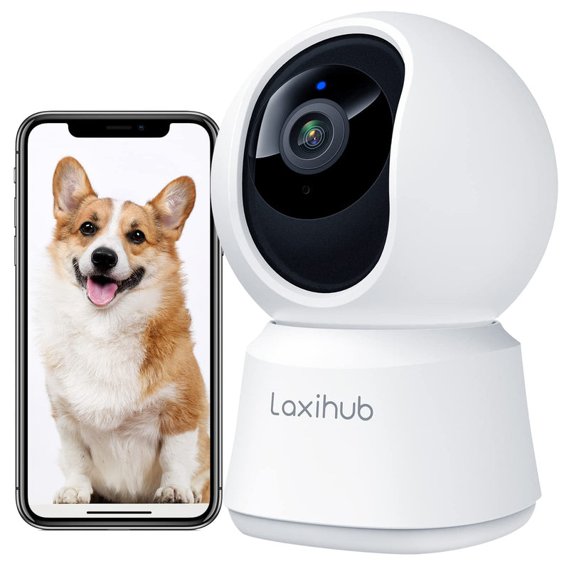 LAXIHUB Pet Dog Cameras with Phone App, 2K 3MP Indoor WiFi Security Camera for Baby Cat Puppy, 360° Home Security, Night Vision, Motion/Sound Detection, Smart Tracking, 2-Way Talk, Work with Alexa