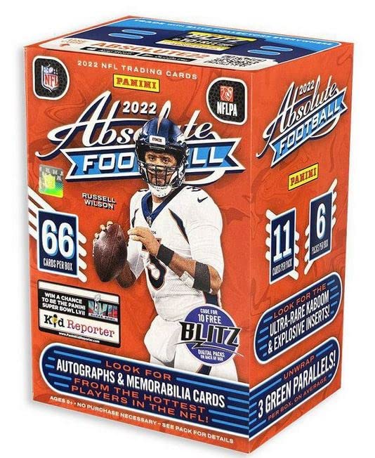 2022 Panini Absolute NFL Football Blaster Box - Look for Kaboom! & Explosive Inserts - 6 Packs per Box - 11 Cards per Pack - 66 Trading Cards per Box