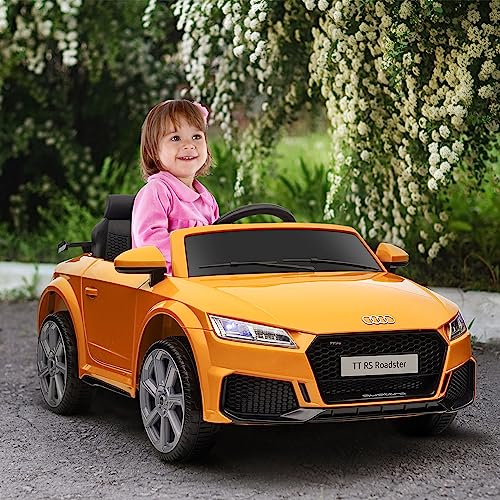 HOMCOM Audi TT RS Licensed 12V Kids Electric Ride On Car w/Parental Remote Forward Reverse, Lights, Horn, MP3 Player, Seatbelt - Yellow