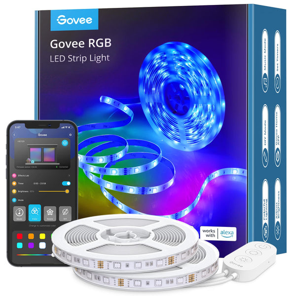 Govee Alexa LED Strip Lights 10m, Smart WiFi App Control, Works with Alexa and Google Assistant, Music Sync Mode, for Home TV Party, 2 Rolls of 5m