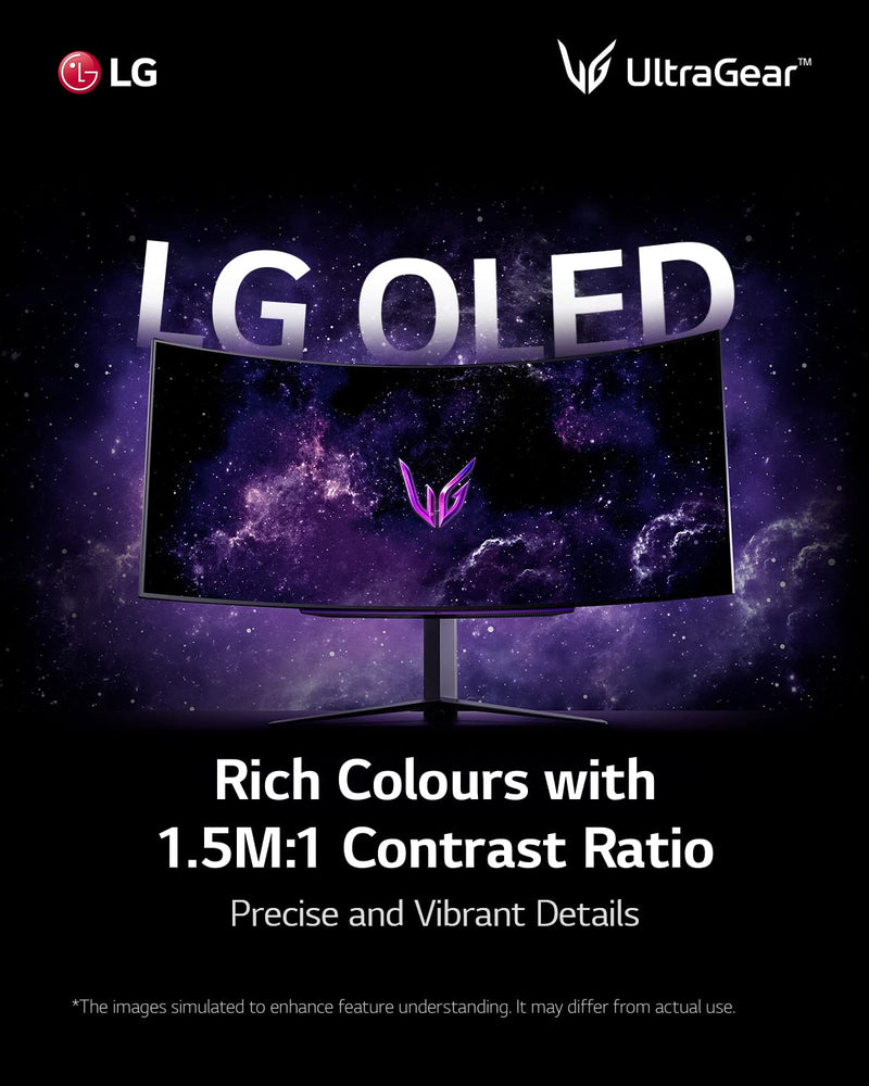 LG UltraGear 45GR95QE - 45 Inch Curved OLED Gaming Monitor WQHD (3440 x 1440), 240Hz Refresh Rate, 0.03ms Response Time, Anti-glare, AMD FreeSync Premium, NVIDIA G-SYNC Compatible, HDMI 2.1