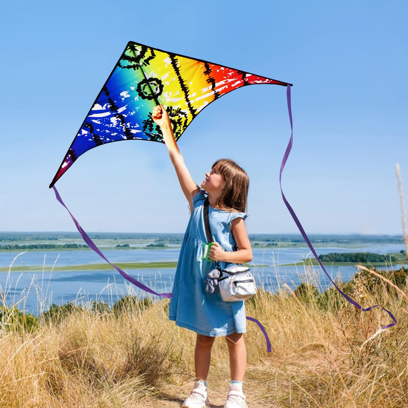 HONBO Kites for children,Huge Kites for Adults, Beginner Kite for Kids Easy to Fly, The Easiest Single Line Beach Kite, with 300ft String Kite Handle (SKY EYE)