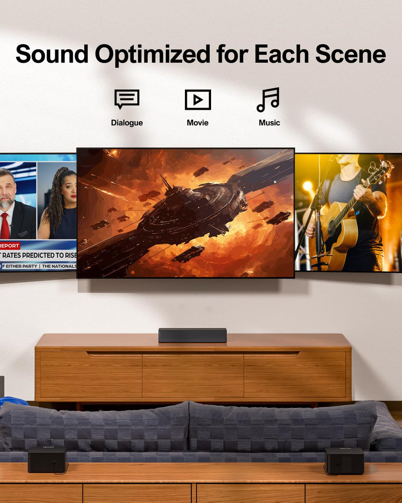 ULTIMEA 5.1 Dolby Atmos Soundbar, 3D Surround Sound System Sound Bar for TV, TV Sound Bar with Wireless Subwoofer, Surround and Bass Adjustable Home Audio TV Speakers, Poseidon D60 Series, 2023 Model