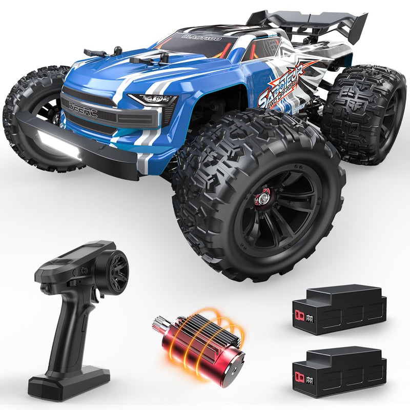 DEERC Brushless Extreme High Speed RC Truck, 1:16 4X4 RTR Fast RC Cars for Adults, Max 42mph All Terrains RC Monster Truck, Off Road Hobby Electric Vehicle Gift for Boys, 2 Battery