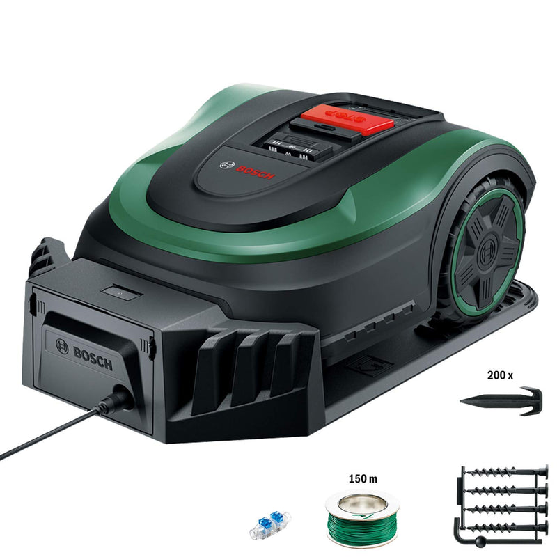 Bosch Home and Garden Robotic Lawnmower Indego S- 500 (with 18V battery and App Function, docking station included, cutting width 19 cm, for lawns of up to 500 m², in carton packaging)