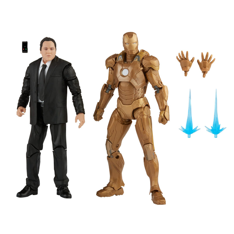 Marvel Hasbro Legends Series, Action Figure Toy 2-Pack Happy Hogan and Iron Man Mark 21, Infinity Saga characters, Premium Design, 2 Figures and 5 Accessories, Multicoloured (F0191)