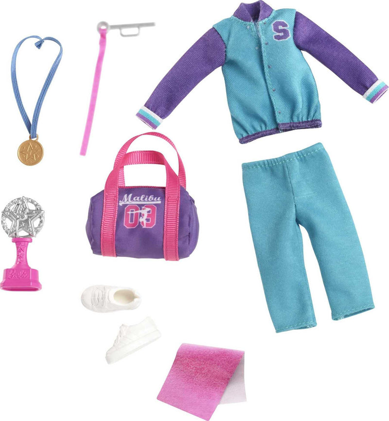 Barbie GBK59 Team Stacie Doll and Gymnastics Playset with Spinning Bar and 7 Themed Accessories, Multicoloured