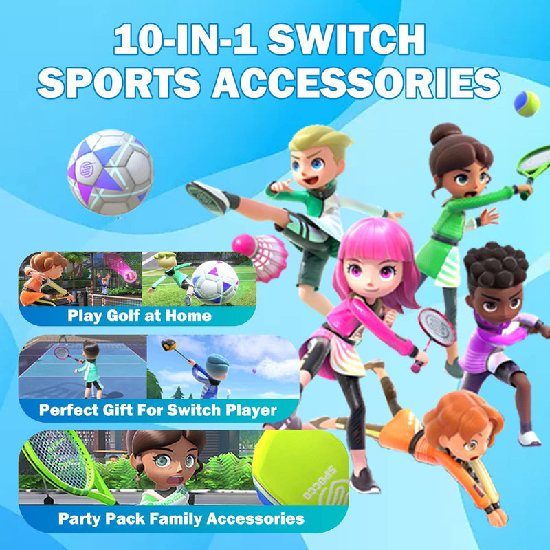 2024 Switch Sports Accessories Bundle for Nintendo Switch Games , 10-in-1 Family Party Pack Game Accessories Set Kit for Switch OLED Sports Games