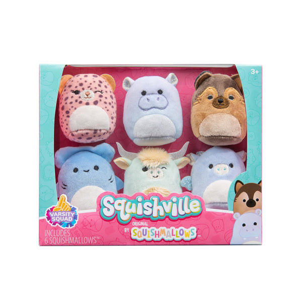 Squishville by Original Squishmallows Varsity Squad Plush - Six 2-Inch Squishmallows Plush Including Nya, Rocket, Benedict, Mario, Dane, and Armie - Toys for Kids