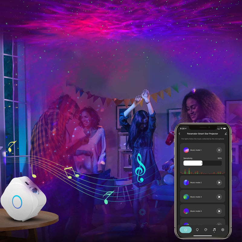 PANAMALAR Galaxy Projector Light, Smart WiFi Star Projector Night Light with Nebula Cloud, Alexa Control, Music Sync, Timer, 360° Rotation LED Starry Projector for Bedroom Kids Room Party Xmas Gift