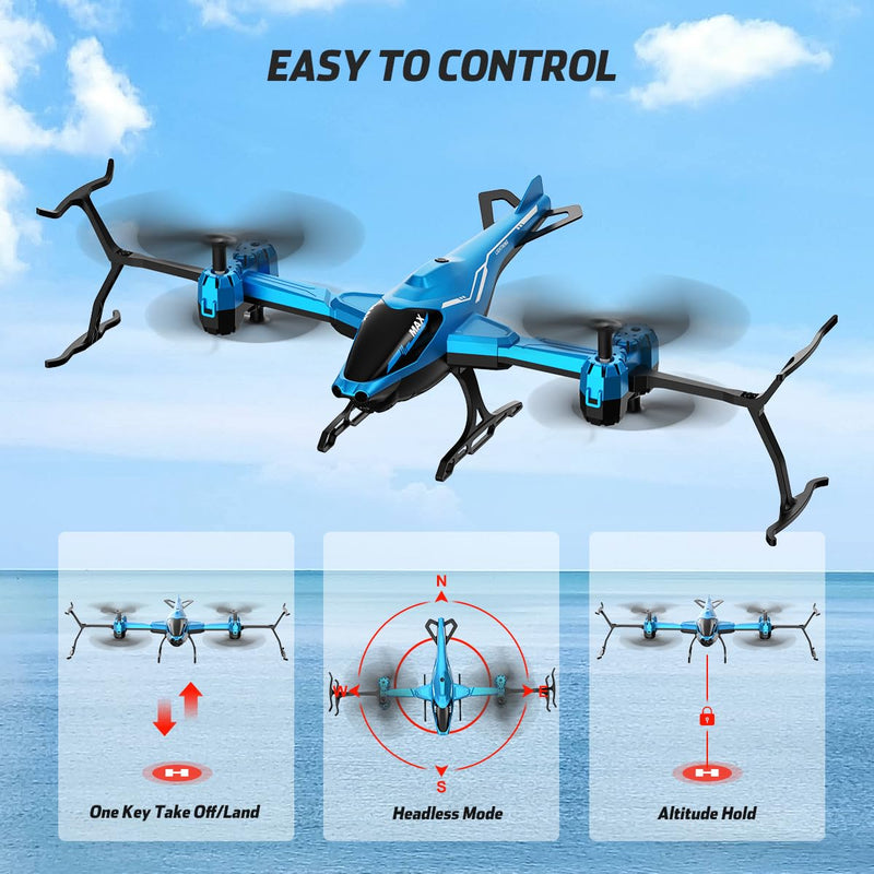 VATOS Remote Control Helicopter 2.4G, All in 1 Super Function 360° Flip, Obstacle Avoidance, Altitude Hold, One Key take Off/Landing, RC Helicopter Plane with LED Light Toy Gifts for Kids Adults