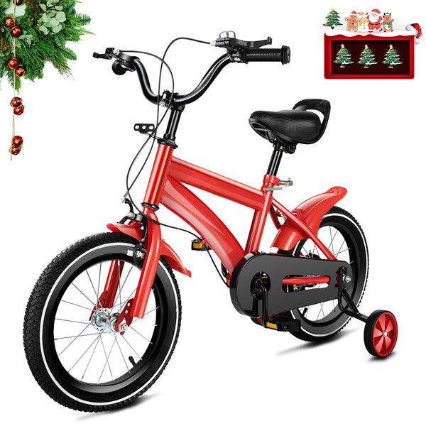 WSIKGHU Children's Bicycle 14 Inch Kids Bike Beginner Bike with Training Wheel Scarbon Steel Kids Bike Height Adjustable Kids Bike with Fenders for Kids 3-6 Years Old (red)