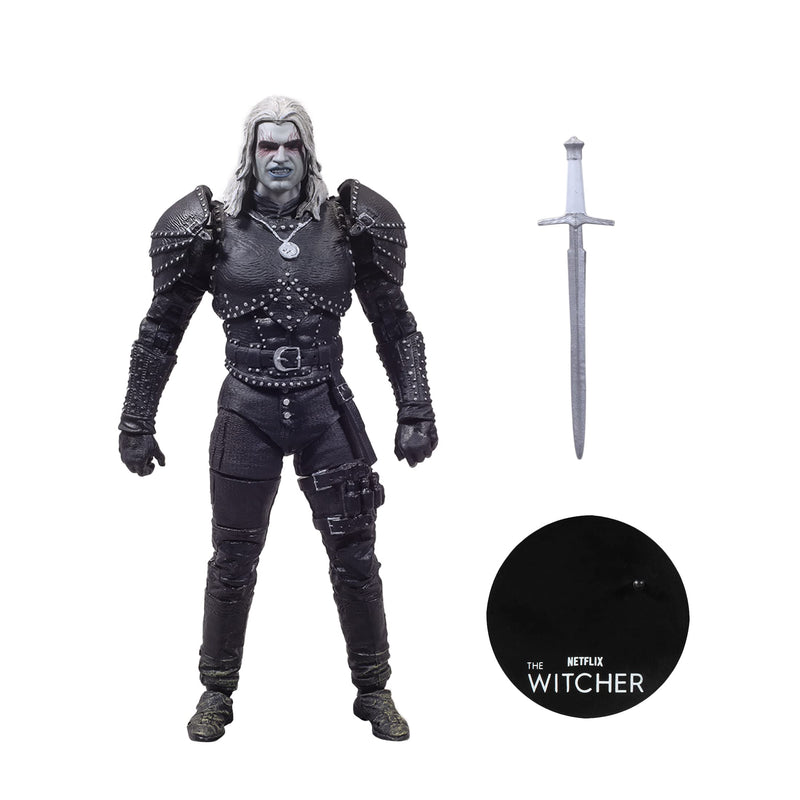 McFarlane Toys, Netflix The Witcher 7-inch Geralt of Rivia (Witcher Mode) Action Figure with 22 Moving Parts, The Witcher Season 2 Collectible Figure with Collectors Stand Base– Ages 12+