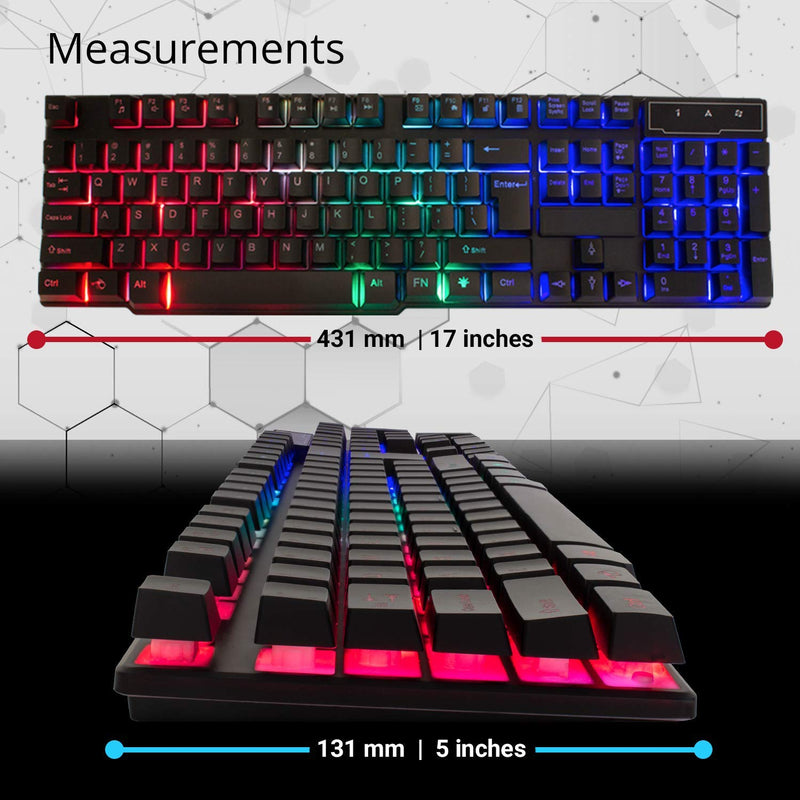 Orzly Gaming Keyboard RGB USB Wired Rainbow Keyboard Designed for PC Gamers, PS4, PS5, Laptop, Xbox, Nintendo Switch, RX-250 Hornet Edition (Black)