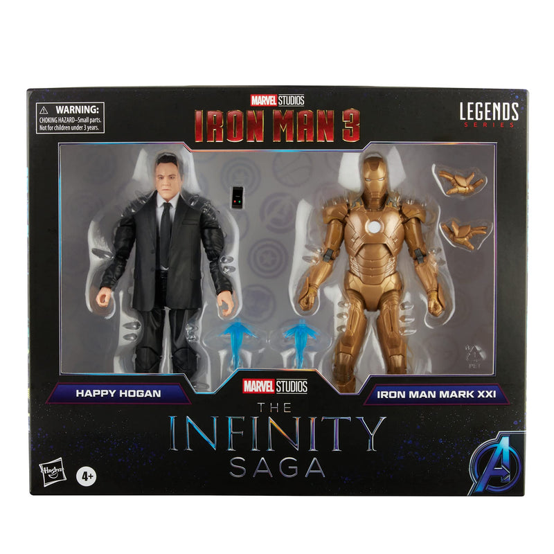 Marvel Hasbro Legends Series, Action Figure Toy 2-Pack Happy Hogan and Iron Man Mark 21, Infinity Saga characters, Premium Design, 2 Figures and 5 Accessories, Multicoloured (F0191)