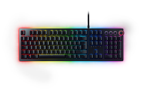 Razer Huntsman Elite (Purple Switch) - Gaming Keyboard with Opto-Mechanical Key (Multi-function Numeric Button, Integrated Hybrid Memory, RGB Chroma, Ergonomic Wrist Rest) - UK Layout | Black