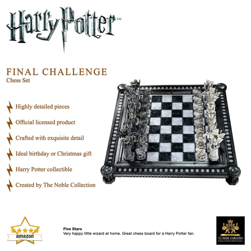 The Noble Collection Harry Potter The Final Challenge Chess Set - 20.5in (52cm) Chess Board - Officially Licensed Film Set Movie Props Replicas Gifts