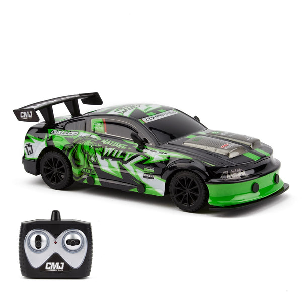 CMJ RC Cars Road Rebel Green Machine High-Speed 1:24 Scale Remote-Controlled Racing Toy Car, Thrilling Fun for Kids and Adults