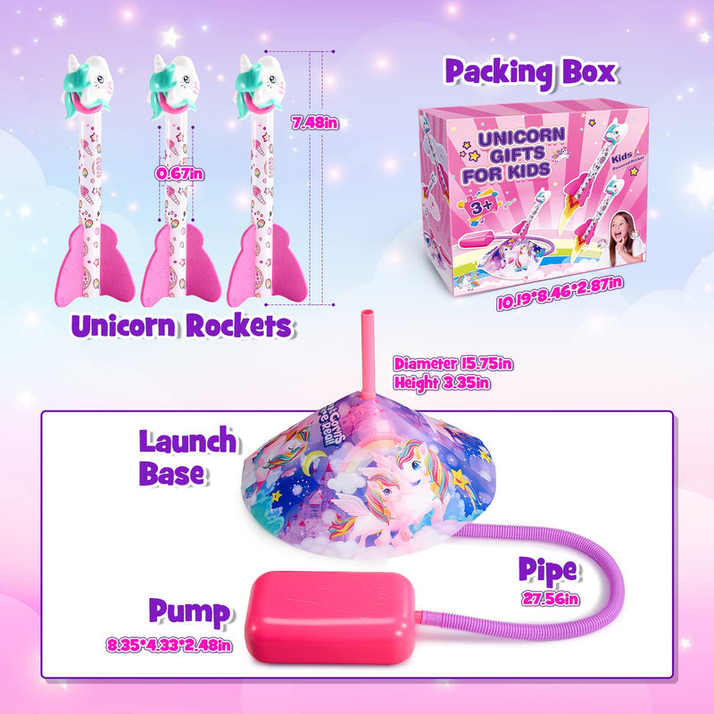 DejaNard Unicorn Gifts for Girls, Stomp Toy Rockets Garden Games Toys for 3-10 Year Olds Boys Girls Toys Age 4 5 6 Outdoor Toys 3-9 Years Old Boys Girls Gifts Age 3-12 Rocket Toy Launcher for Kids