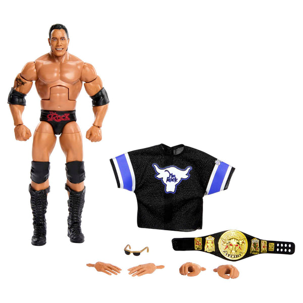 WWE Action Figures, WWE Elite The Rock Figure with Accessories, Collectible Gifts, HKN81, 6 inch