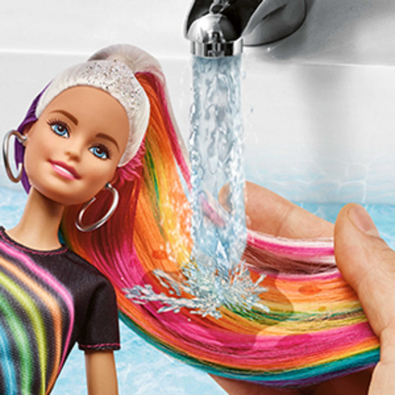 Barbie FXN96 Rainbow Sparkle Hair Doll Featuring Extra-Long 7.5-inch Blonde Hair with a Hidden Rainbow of Five Colors, Gift for 5 to 7 Year Olds, 31.8 cm*5.1 cm*20.4 cm