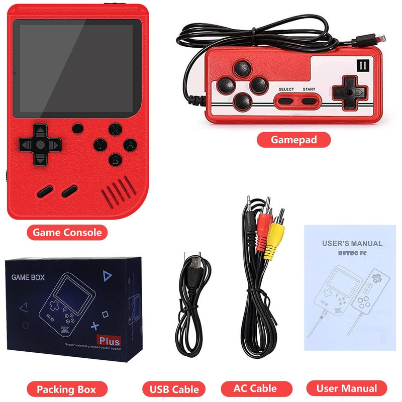 Handheld Game Console with 1200mAh Rechargeable Battery, 500 Classic Games 3.0-Inch Screen Support TV Connection & Two Players, Portable Game Console Ideal Christmas or Birthday Gift for Kids Adult