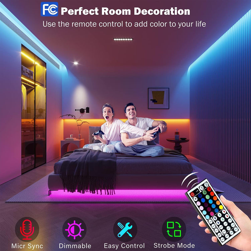 Keepsmile 30M Led Strip Lights (2 Rolls of 15M) Bluetooth Smart App Control Music Sync Color Changing RGB Led Light Strips with Remote,LED Lights for Bedroom Room Home Birthday Decor