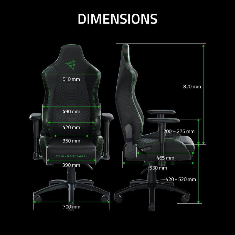 Razer Iskur - Premium Gaming Chair with Integrated Lumbar Support (Desk Chair/Office Chair, Multi-layer Synthetic Leather, Foam Padding, Head Pad, Height Adjustable) Fabric | Standard