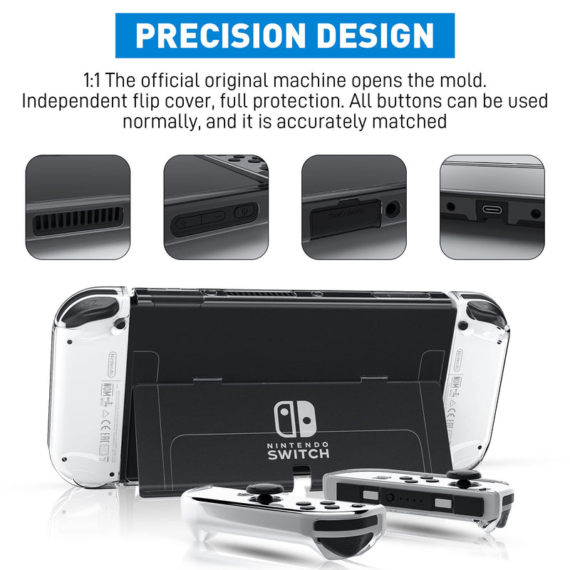 [Improved Version] Dockable Clear Case for Nintendo Switch OLED 2021, FANPL Protective Case Cover for Switch OLED and Joy Con Controller - Strong and Durable, Not Easy to Fall Off