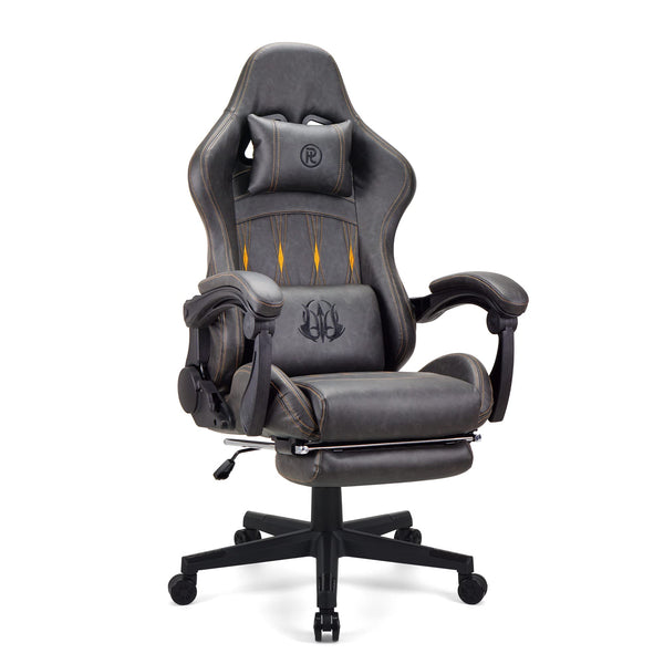 Play haha.Gaming chair Office chair Swivel chair Computer chair Work chair Desk chair Ergonomic Chair Racing chair Leather chair Video game chairs (Black,With footrest)