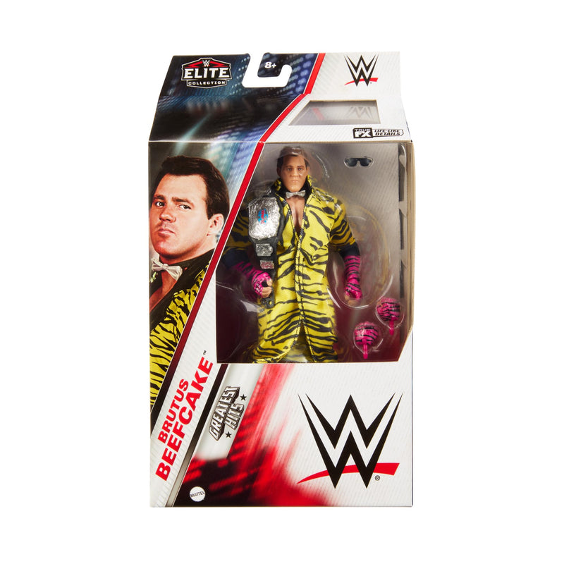 WWE Elite Action Figure & Accessories, 6-inch Collectible Brutus Beefcake with 25 Articulation Points, Life-Like Look & Swappable Hands, HTX26