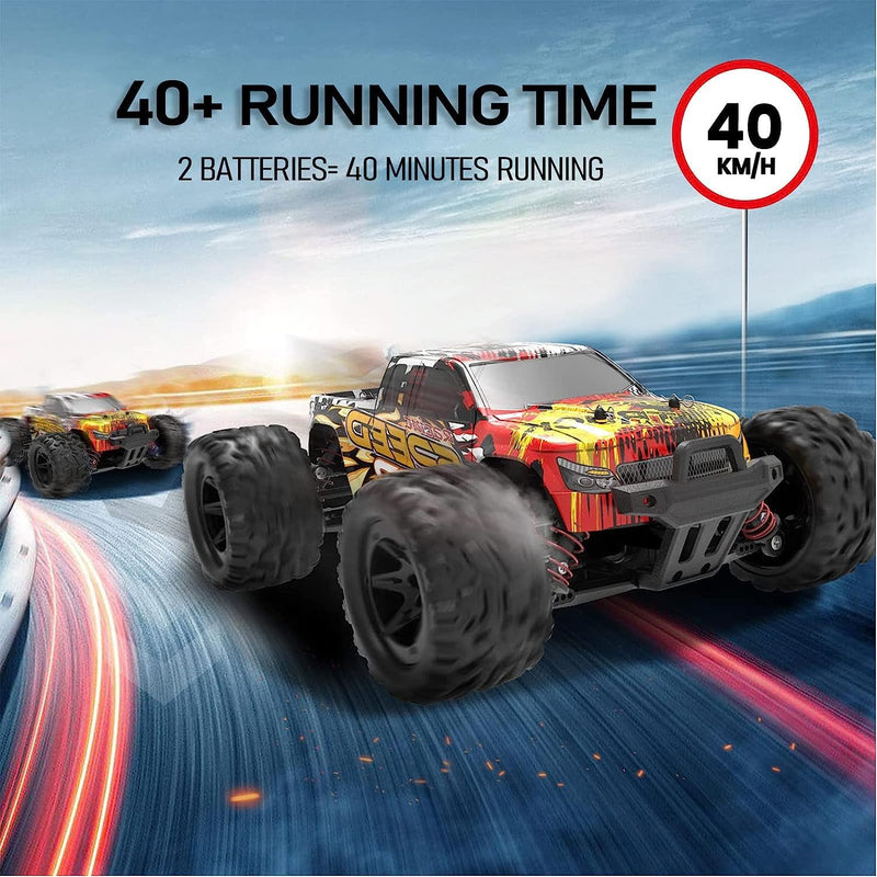 DEERC RC Cars High Speed Remote Control Car for Adults Kids 30+MPH, 1:18 Scales 4WD Off Road RC Monster Truck,Fast 2.4GHz All Terrains Toy Trucks Gifts for Boys,2 Batteries for 40Min Play