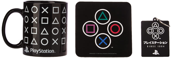 Pyramid International Playstation Mug, Coaster and Keyring Set in Presentation Gift Box (Shapes Design) 11oz Ceramic Mug - Official Merchandise