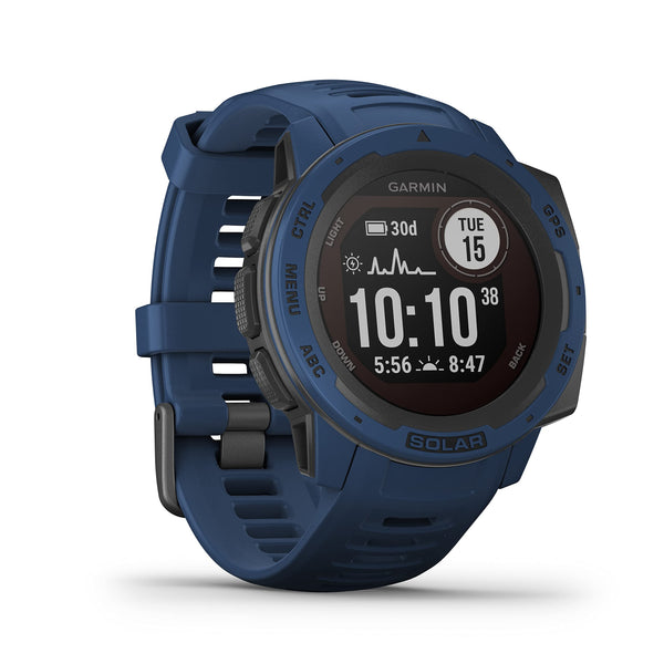 Garmin Instinct Solar, Solar-powered Rugged Outdoor Smartwatch, Built-in Sports Apps and Health Monitoring, Tidal Blue