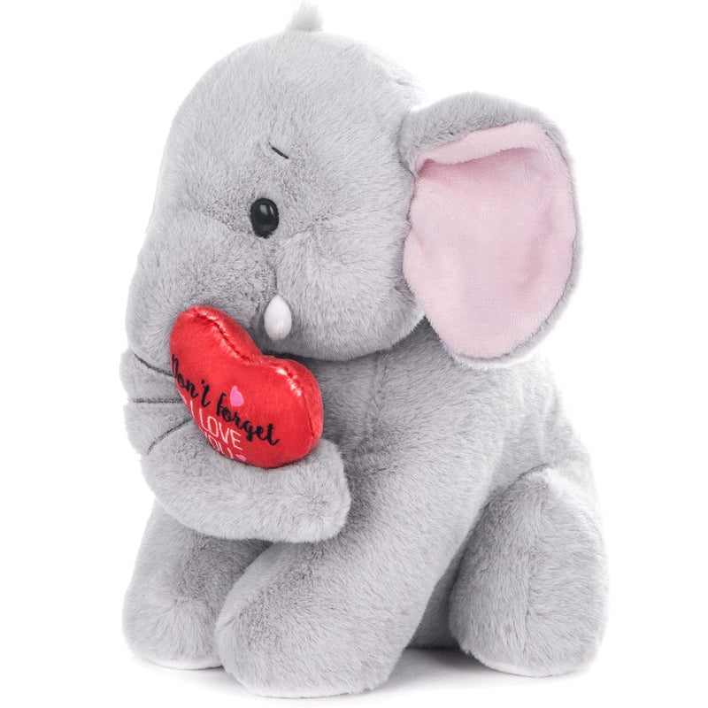 My OLi Plush Elephant Teddy 22cm Soft Elephant with Red Heart Stuffed Animal I Love You Elephant Plush Toys for Babies Kids Boys Girls Lover