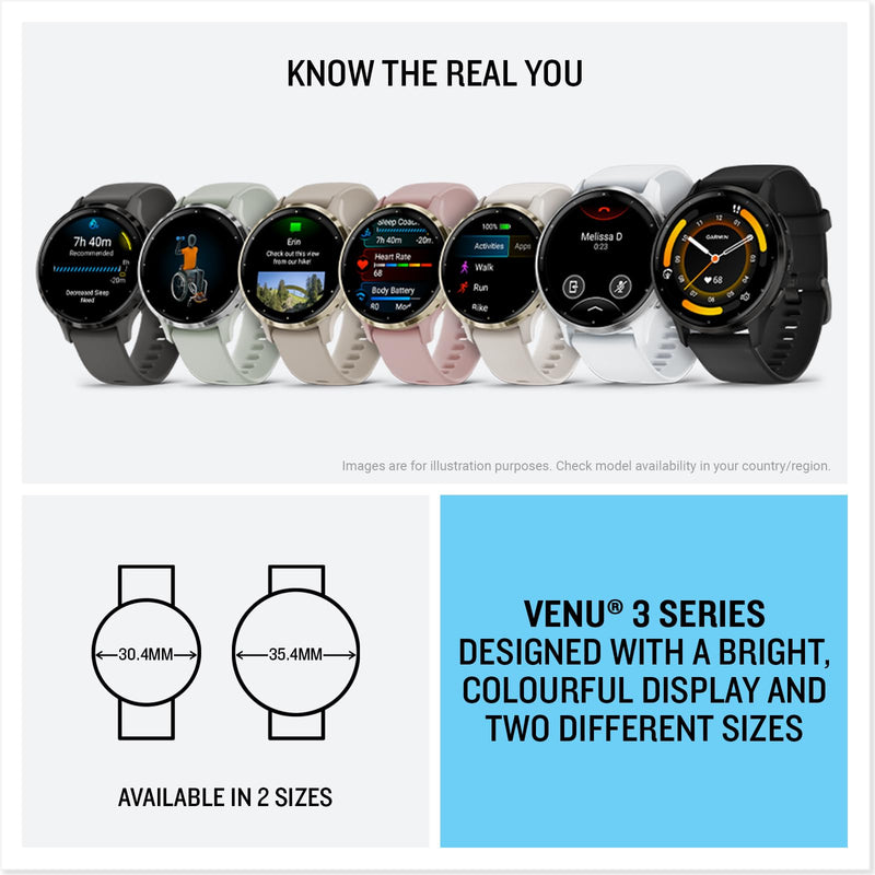 Garmin Venu 3S AMOLED GPS smaller sized Smartwatch with All-day Health Monitoring and Voice Functionality, Silver stainless steel bezel with sage grey case and silicone band