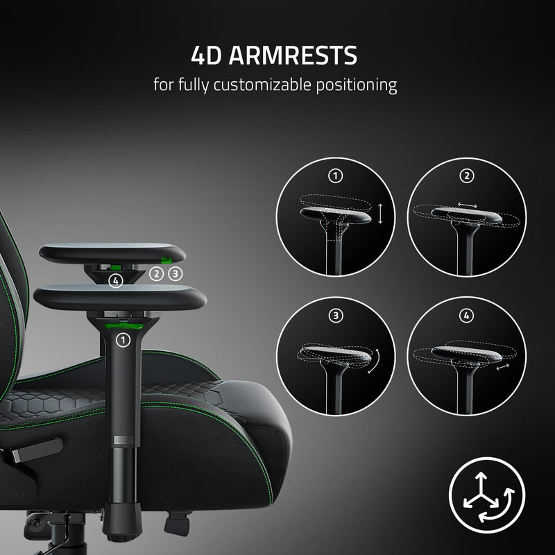 Razer Iskur - Premium Gaming Chair with Integrated Lumbar Support (Desk Chair/Office Chair, Multi-layer Synthetic Leather, Foam Padding, Head Pad, Height Adjustable) Fabric | Standard