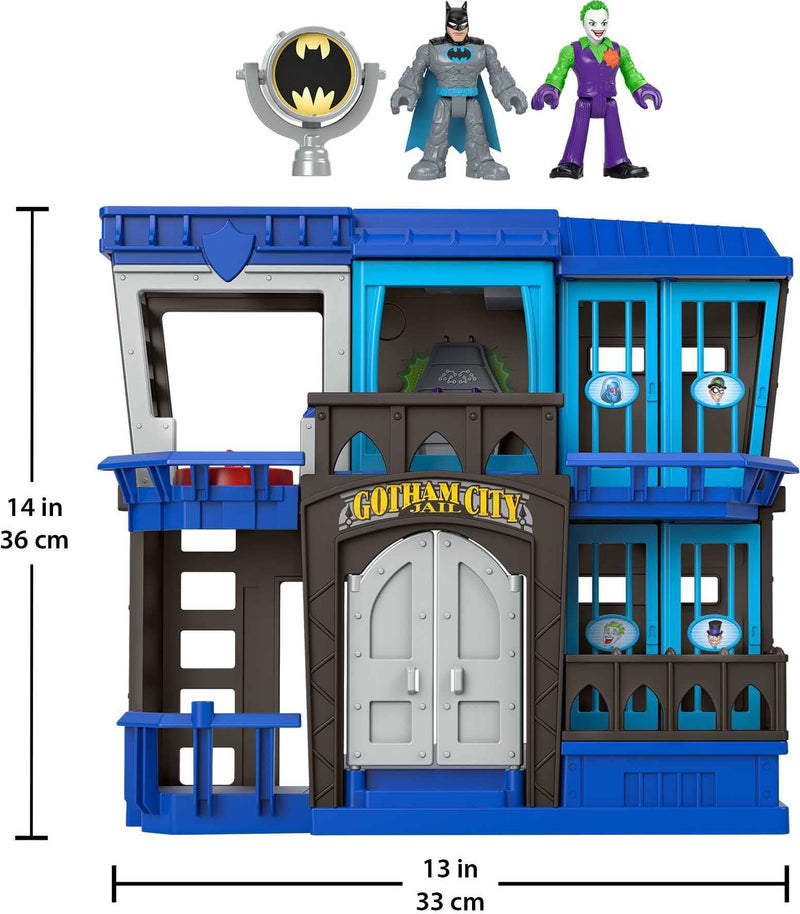 Fisher Price Imaginext DC Super Friends Gotham City Jail Recharged, prison playset with Batman and The Joker figures for preschool kids ages 3+