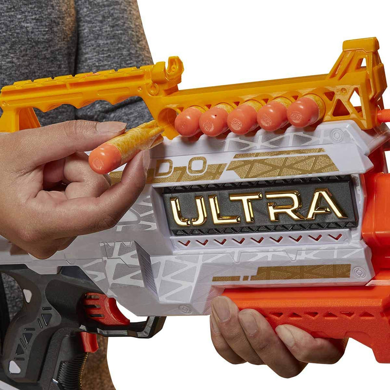 Nerf Ultra Dorado Motorised Blaster, Gold Accents, Fast-Back Loading, 12 Darts, Compatible Only Ultra Darts, 7.62 x 63.5 x 26.67 cm, F2017