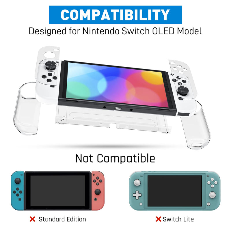 [Improved Version] Dockable Clear Case for Nintendo Switch OLED 2021, FANPL Protective Case Cover for Switch OLED and Joy Con Controller - Strong and Durable, Not Easy to Fall Off