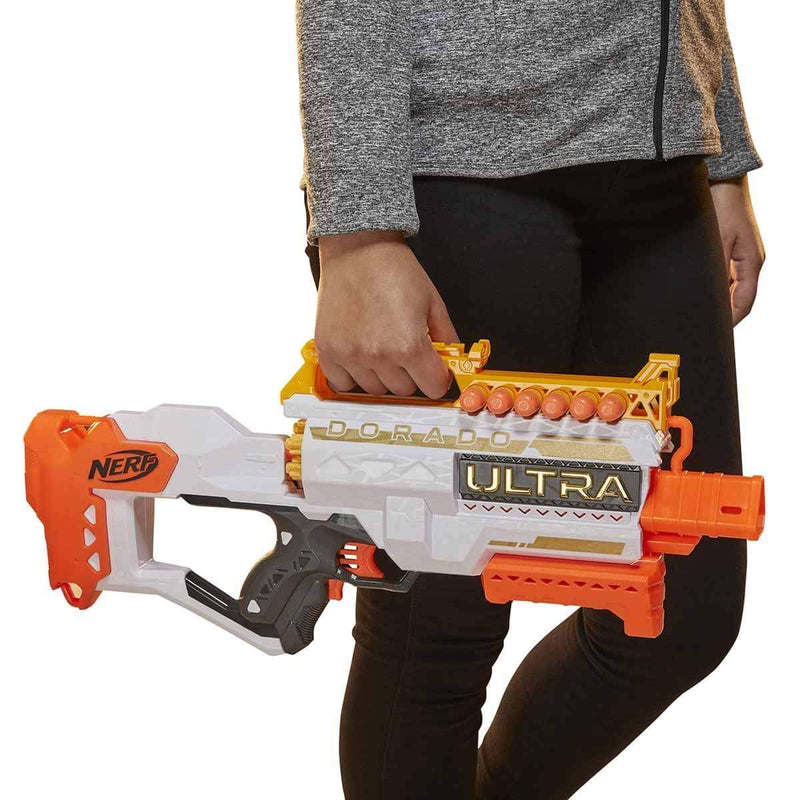 Nerf Ultra Dorado Motorised Blaster, Gold Accents, Fast-Back Loading, 12 Darts, Compatible Only Ultra Darts, 7.62 x 63.5 x 26.67 cm, F2017