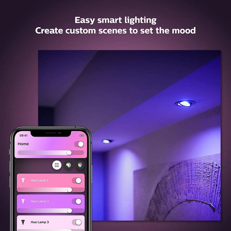 Philips Hue White and Colour Ambiance Smart Light 2 Pack [GU10 Spot] With Bluetooth. Works with Alexa, Google Assistant and Apple Homekit