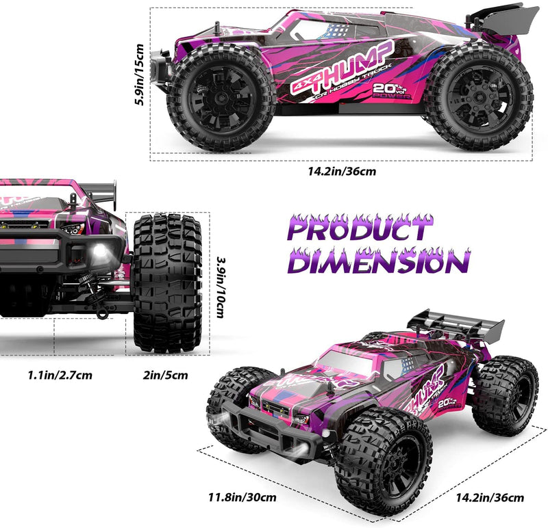 DEERC Large Brushless Remote Control Car 1:10, High Speed RC Cars 37 MPH, 2 Battery 40+ Min, 2 Shell LED Headlight All Terrain Off Road Monster Truck for Adults Kids(200E)