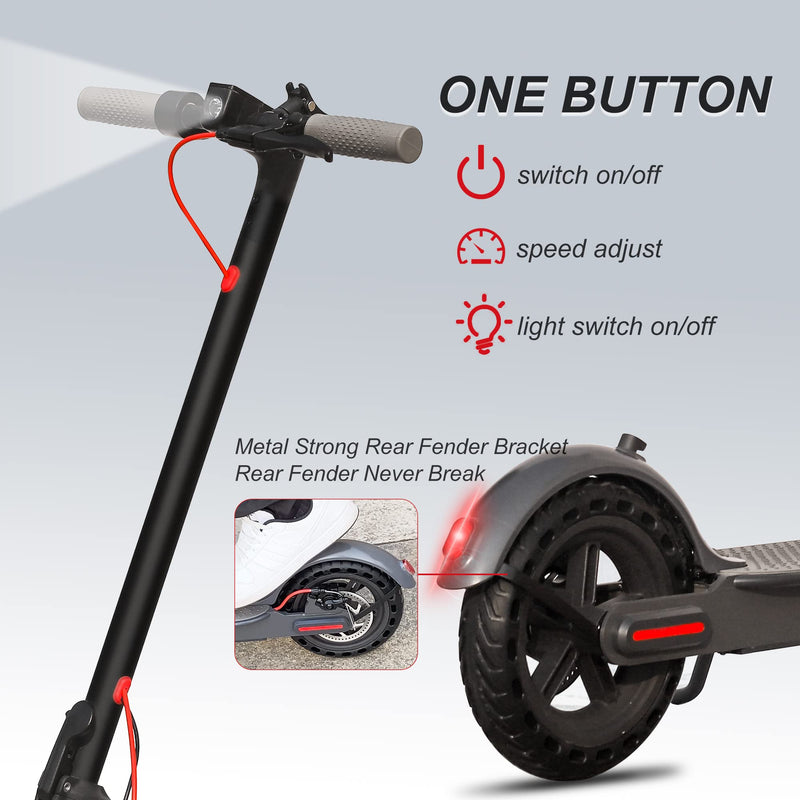 Aovopro Electric Scooter Pro, 30km Long Range, Max Speed 25 km/h, 3 Speed Settings, App Control, Black