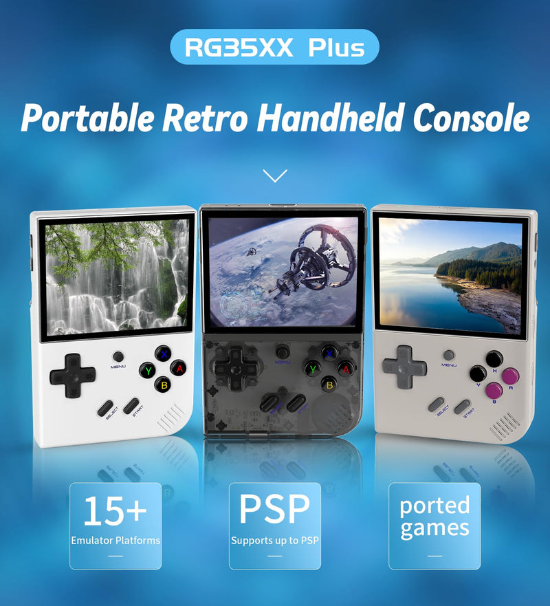 Anbernic RG35XX Plus Retro Handheld Game Console , Support HDMI TV Output 5G WIFI Bluetooth 4.2 , 3.5 Inch IPS Screen Linux System Built-in 64G TF Card 5515 Games (RG35XX Plus-Gray)