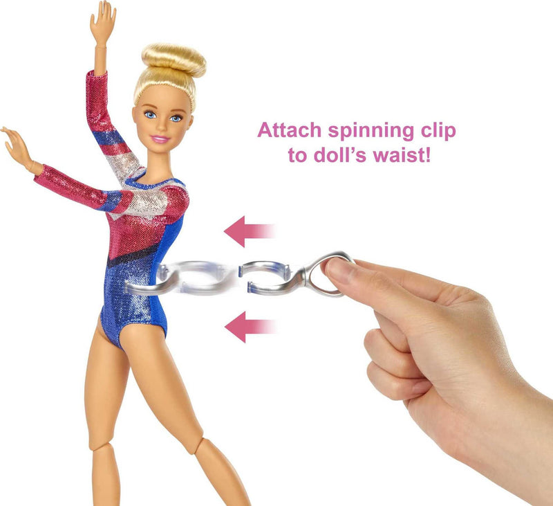 Barbie You Can Be Anything Doll, Gymnast Doll Playset with Blonde Barbie Doll, Balance Beam and 15 Gymnastic Doll Accessories, Toys for Ages 3 and Up, One Barbie Doll, GJM72