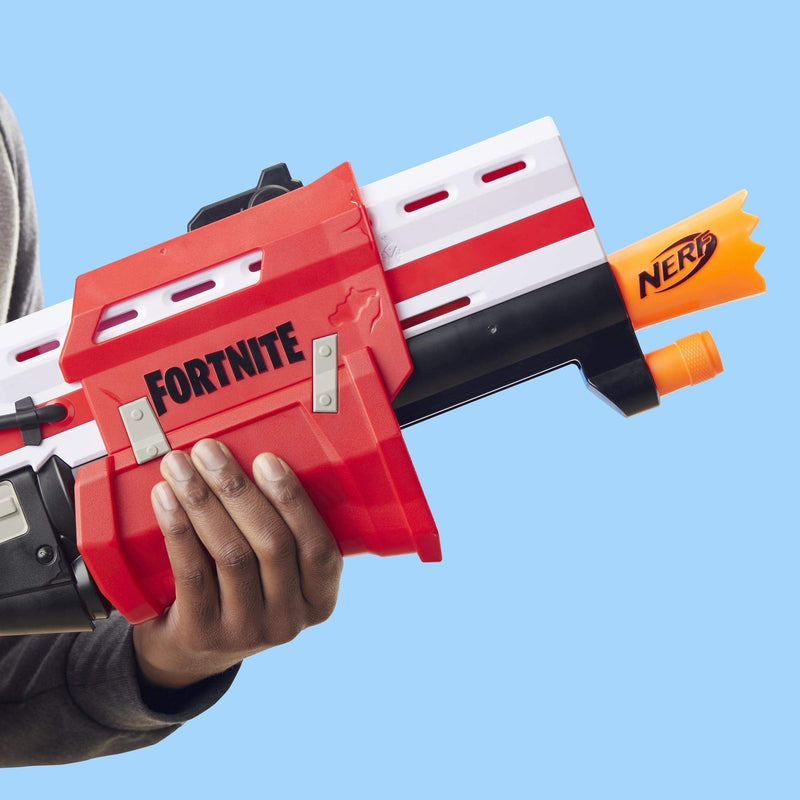 NERF Fortnite TS Blaster - Pump Action Dart Blaster, 8 Official Mega Fortnite Darts, Dart Storage Stock - For Youth, Teens, Adults, Red