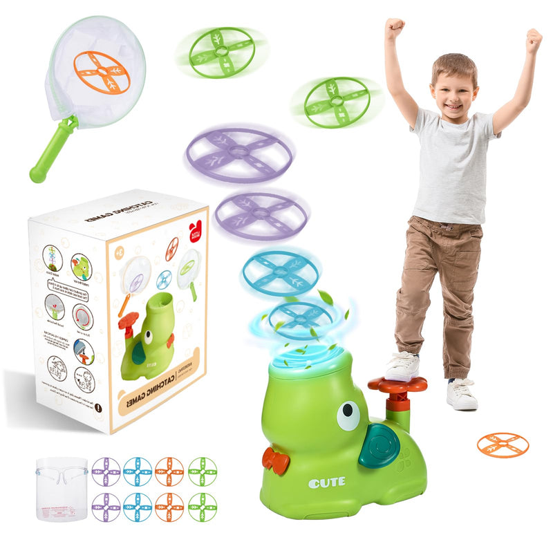 Veopoko Outdoor Toys for Kids Toys Age 3-8, Flying Disc Launcher Toy Garden Toys for 2-6 Year old Girls Boys Flying Saucer Toy Gifts for 3-10 Year Old Boy Girls Autism Toy Flying Toys