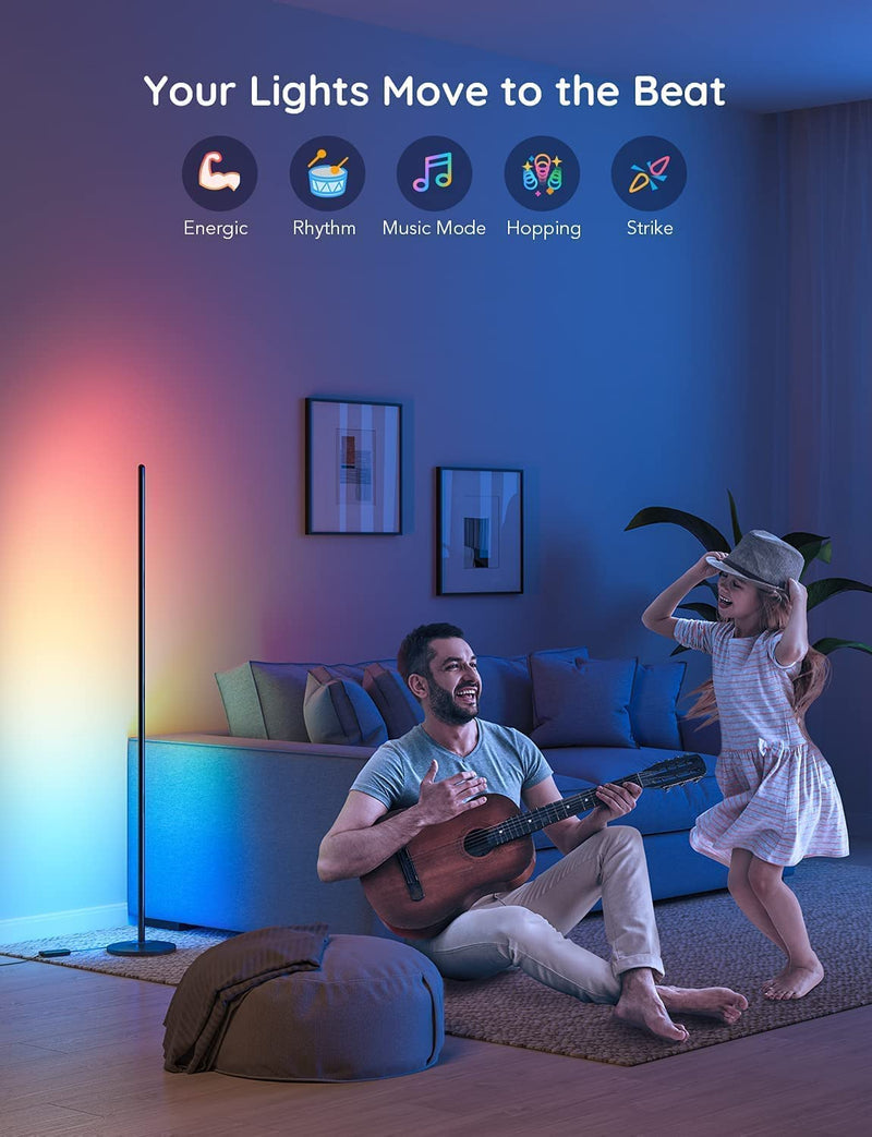 Govee LED Floor Lamp, RGBIC Corner Floor Lamp Works with Alexa Google Assistant, 16 Million Colours & 58 Scenes Mood Light for Living Room, Bedroom